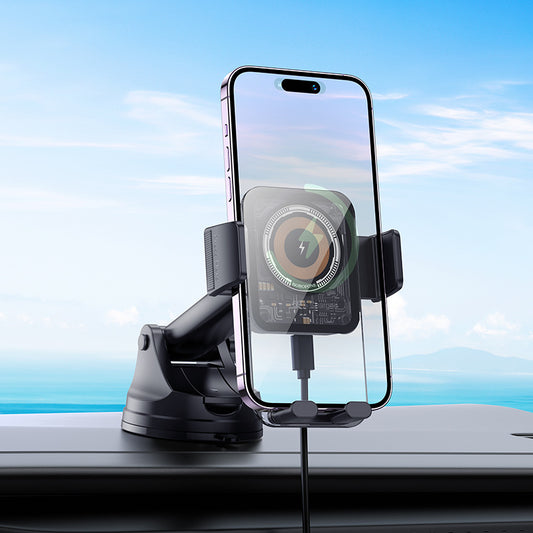 Support magnétique pour téléphone portable de voiture, charge rapide sans fil, fixation au tableau de bord, anti-vibrations