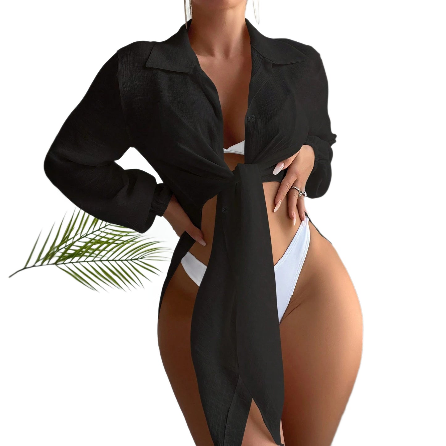 Tunique de plage ample style chemise de protection solaire, idéale pour se couvrir le biki
